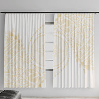 Tonga White Sunday Window Curtain Lotu Tamaiti Tongan Kupesi Pattern LT05 With Hooks Beige - Polynesian Pride