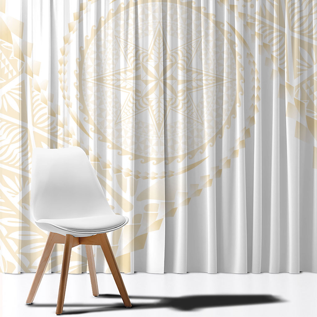 Tonga White Sunday Window Curtain Lotu Tamaiti Tongan Kupesi Pattern LT05 - Polynesian Pride