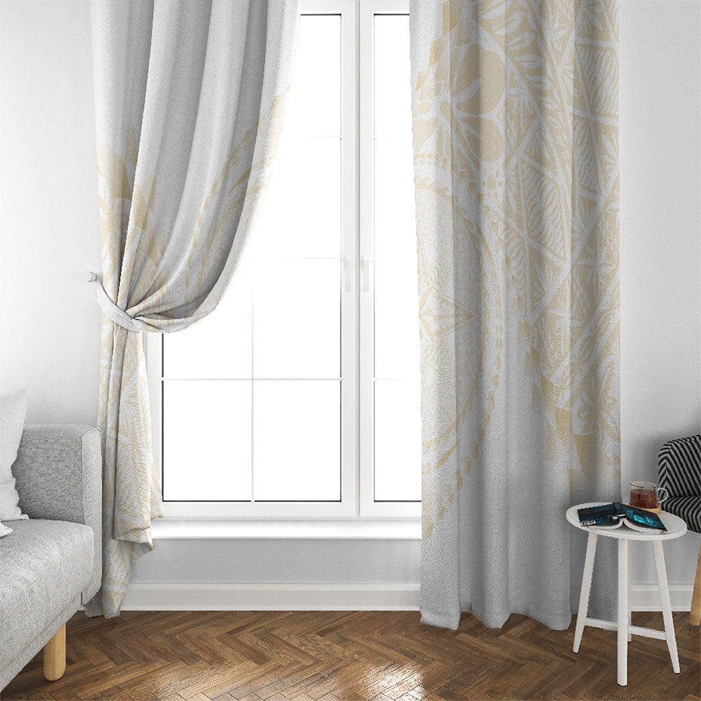 Tonga White Sunday Window Curtain Lotu Tamaiti Tongan Kupesi Pattern LT05 - Polynesian Pride