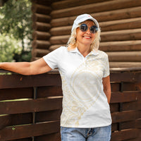 Tonga White Sunday Women Polo Shirt Lotu Tamaiti Tongan Kupesi Pattern LT05 - Polynesian Pride