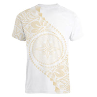 Tonga White Sunday Women V-Neck T-Shirt Lotu Tamaiti Tongan Kupesi Pattern LT05 - Polynesian Pride