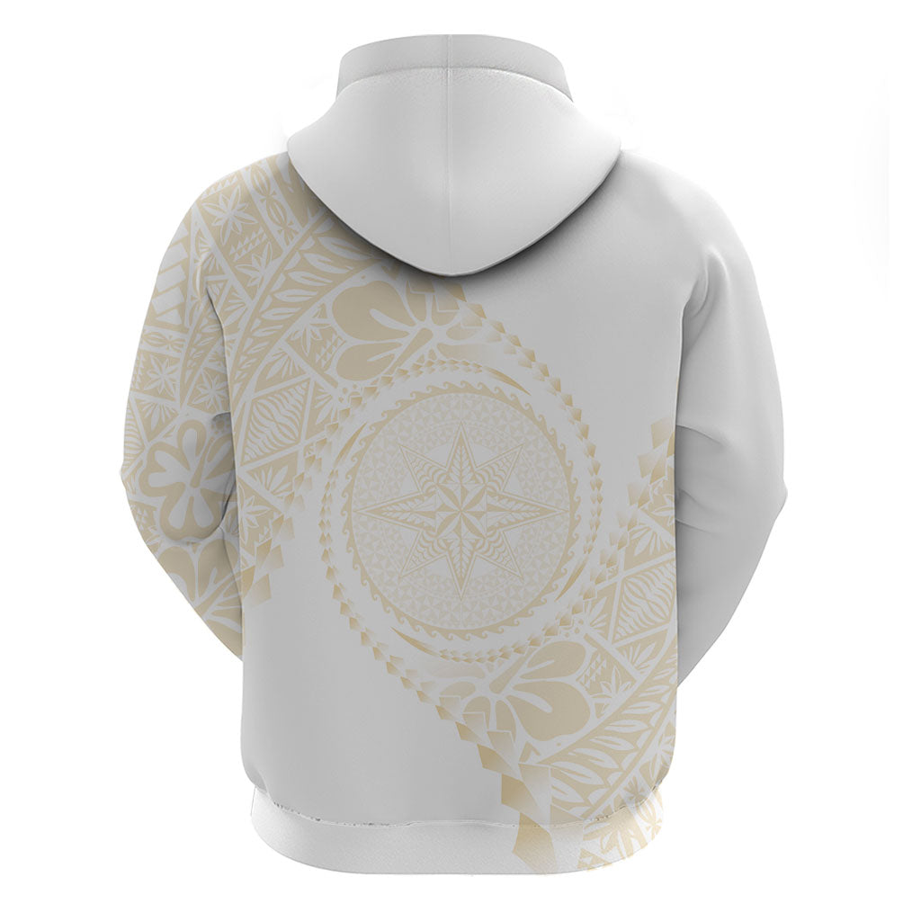 Tonga White Sunday Zip Hoodie Lotu Tamaiti Tongan Kupesi Pattern LT05 - Polynesian Pride