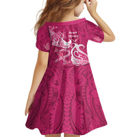 Breast Cancer Awareness Family Matching Short Sleeve Bodycon Dress and Hawaiian Shirt Ribbon Polynesian Pattern Pink Version LT05 - Polynesian Pride
