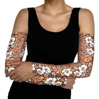 Hawaii Vintage Brown Hibiscus Tapa Pattern Arm Sleeves - Polynesian Pride