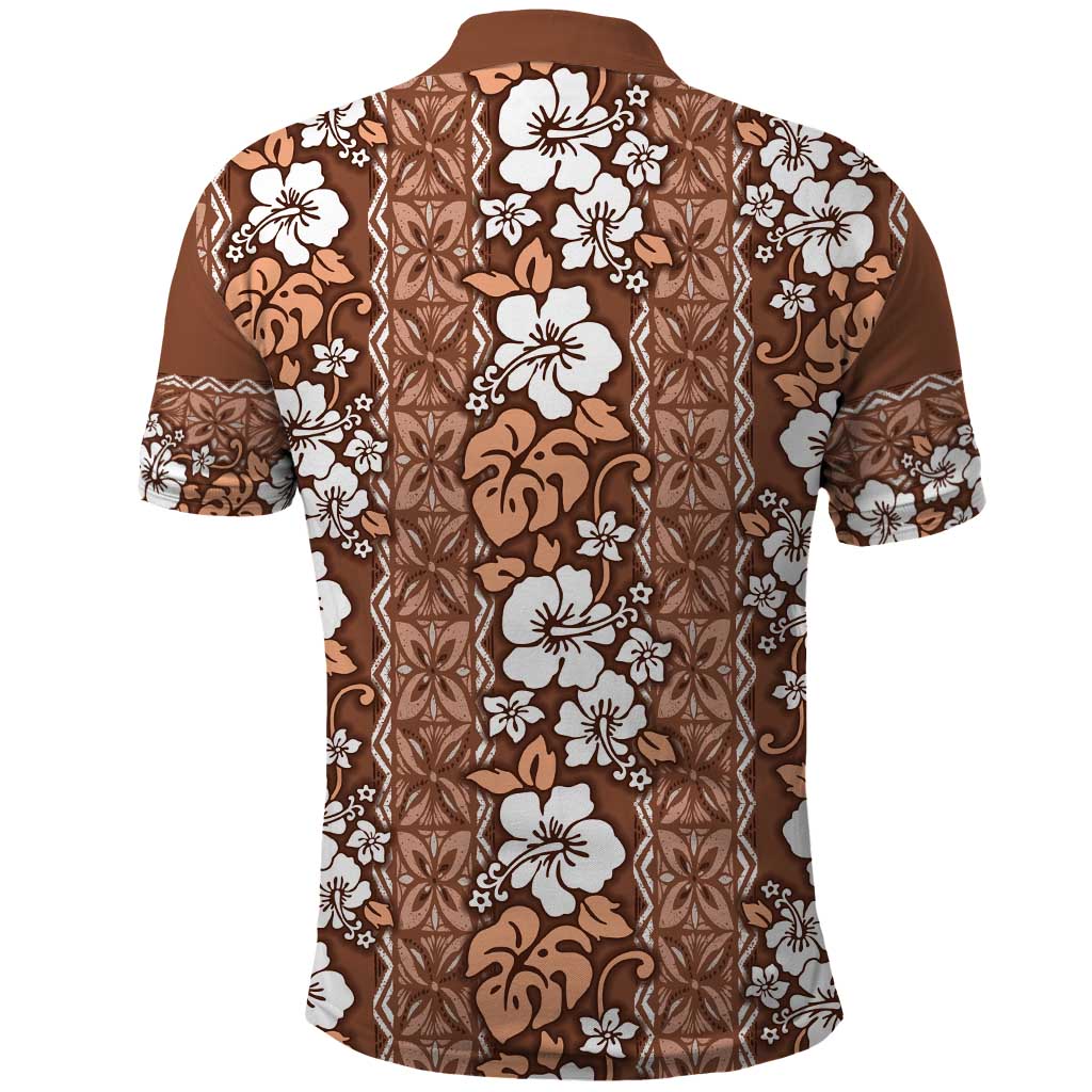 Hawaii Vintage Brown Hibiscus Tapa Pattern Polo Shirt LT05 - Polynesian Pride