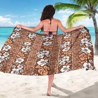 Hawaii Vintage Brown Hibiscus Tapa Pattern Sarong