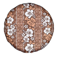 Hawaii Vintage Brown Hibiscus Tapa Pattern Spare Tire Cover