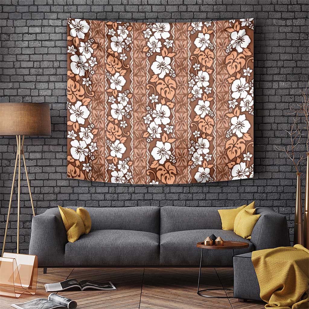 Hawaii Vintage Brown Hibiscus Tapa Pattern Tapestry LT05 - Polynesian Pride