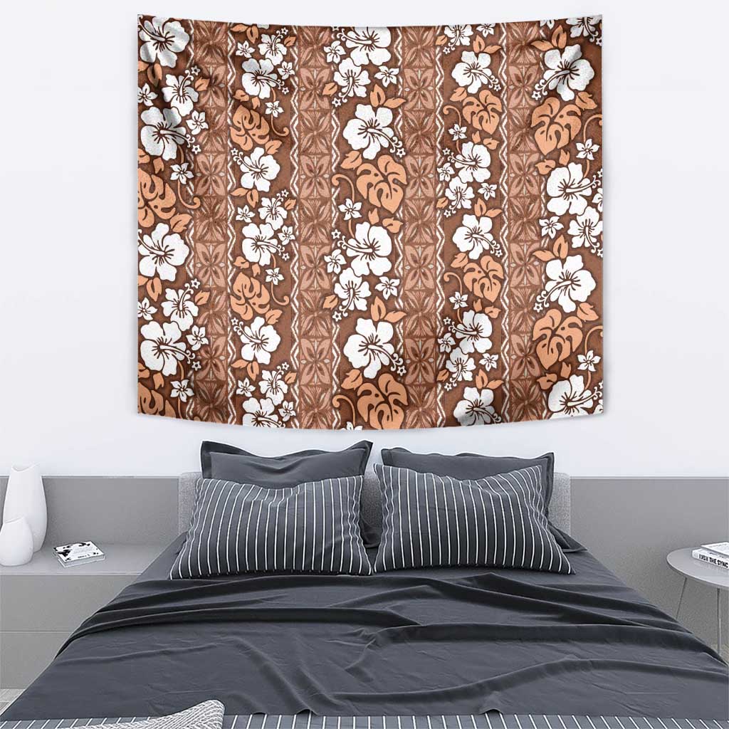 Hawaii Vintage Brown Hibiscus Tapa Pattern Tapestry LT05 - Polynesian Pride