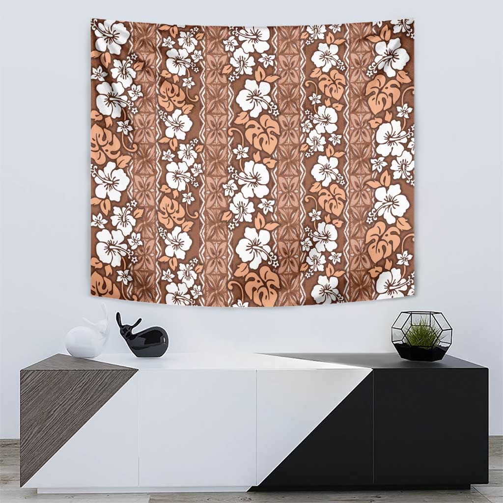 Hawaii Vintage Brown Hibiscus Tapa Pattern Tapestry LT05 - Polynesian Pride