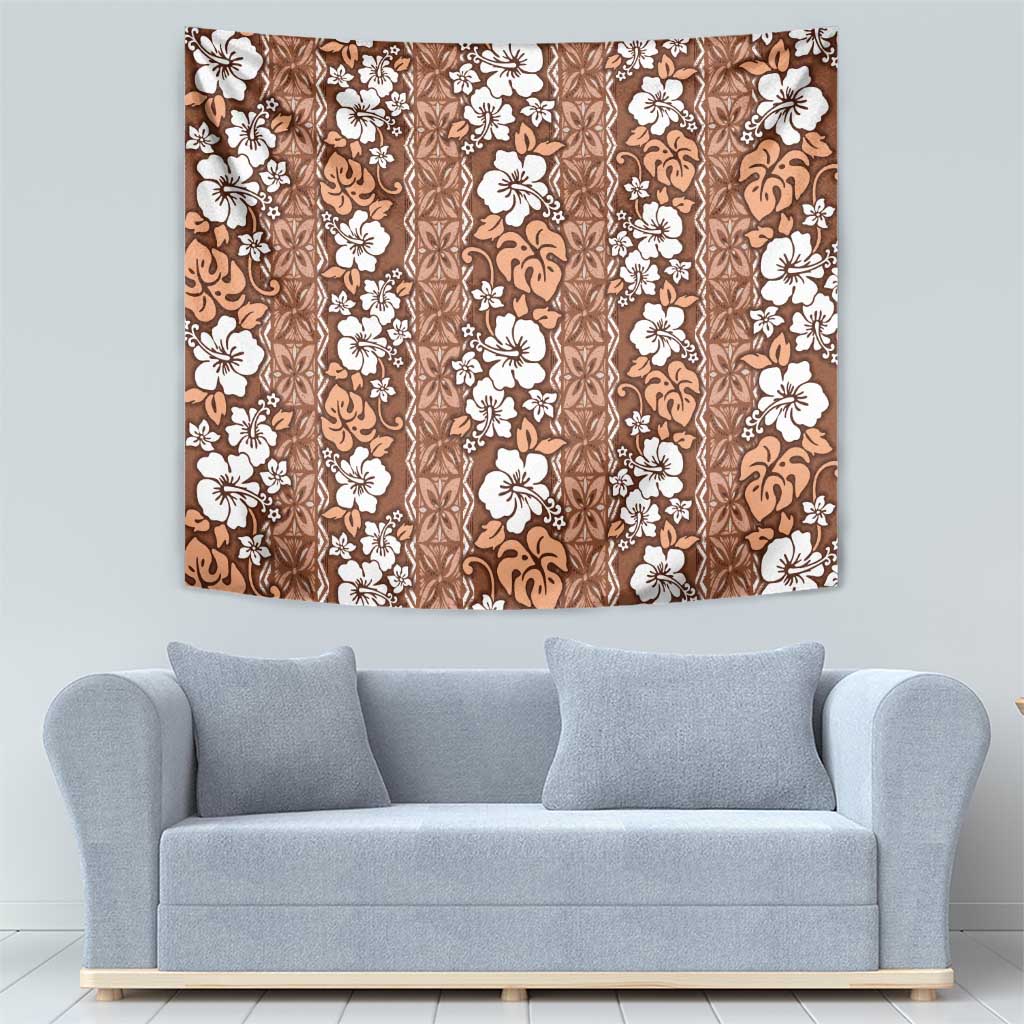 Hawaii Vintage Brown Hibiscus Tapa Pattern Tapestry LT05 - Polynesian Pride
