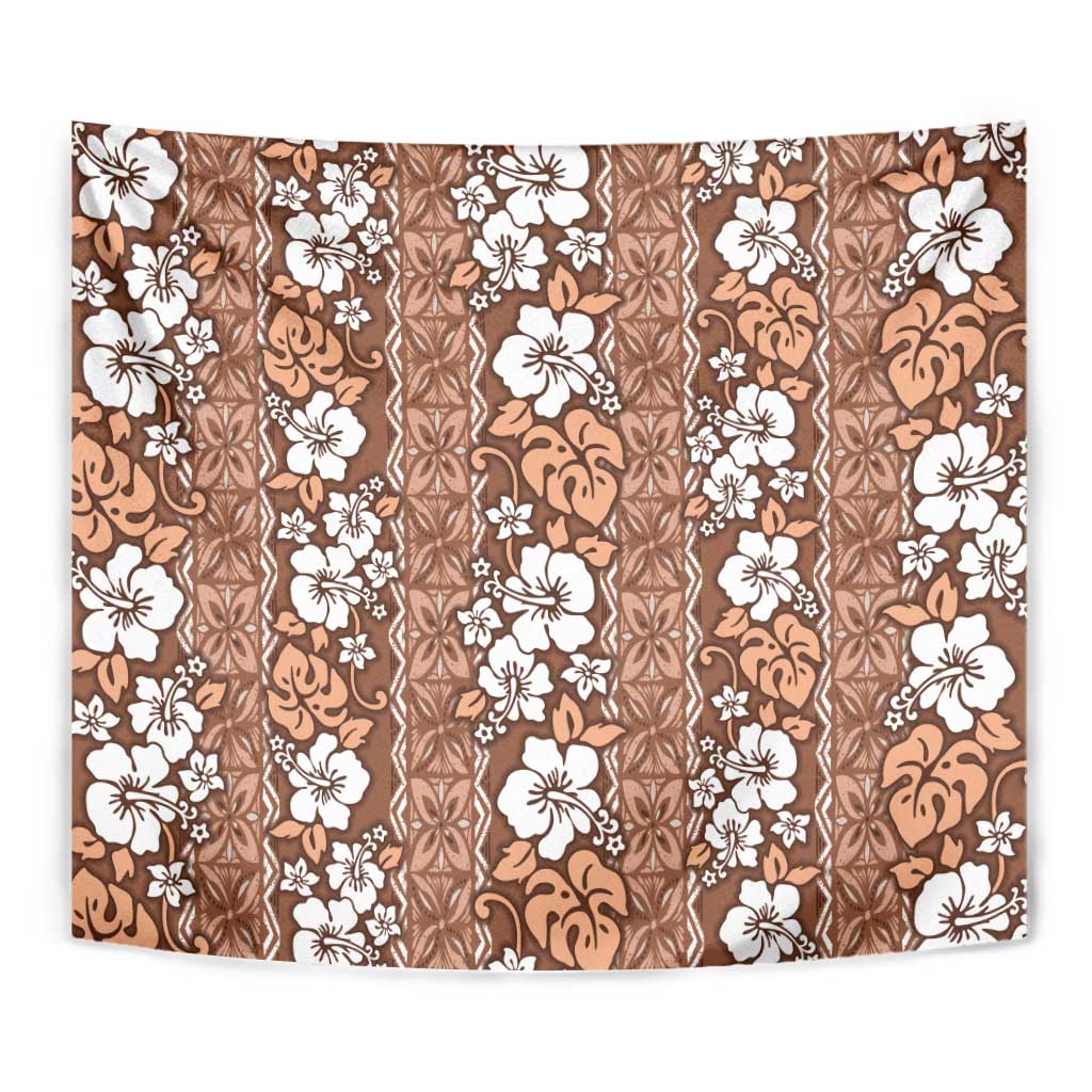 Hawaii Vintage Brown Hibiscus Tapa Pattern Tapestry LT05 - Polynesian Pride