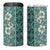 Hawaii Vintage Green Hibiscus Tapa Pattern 4 in 1 Can Cooler Tumbler