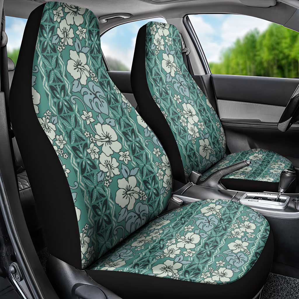 Hawaii Vintage Green Hibiscus Tapa Pattern Car Seat Cover