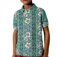 Hawaii Vintage Green Hibiscus Tapa Pattern Kid Polo Shirt LT05 Kid Green - Polynesian Pride