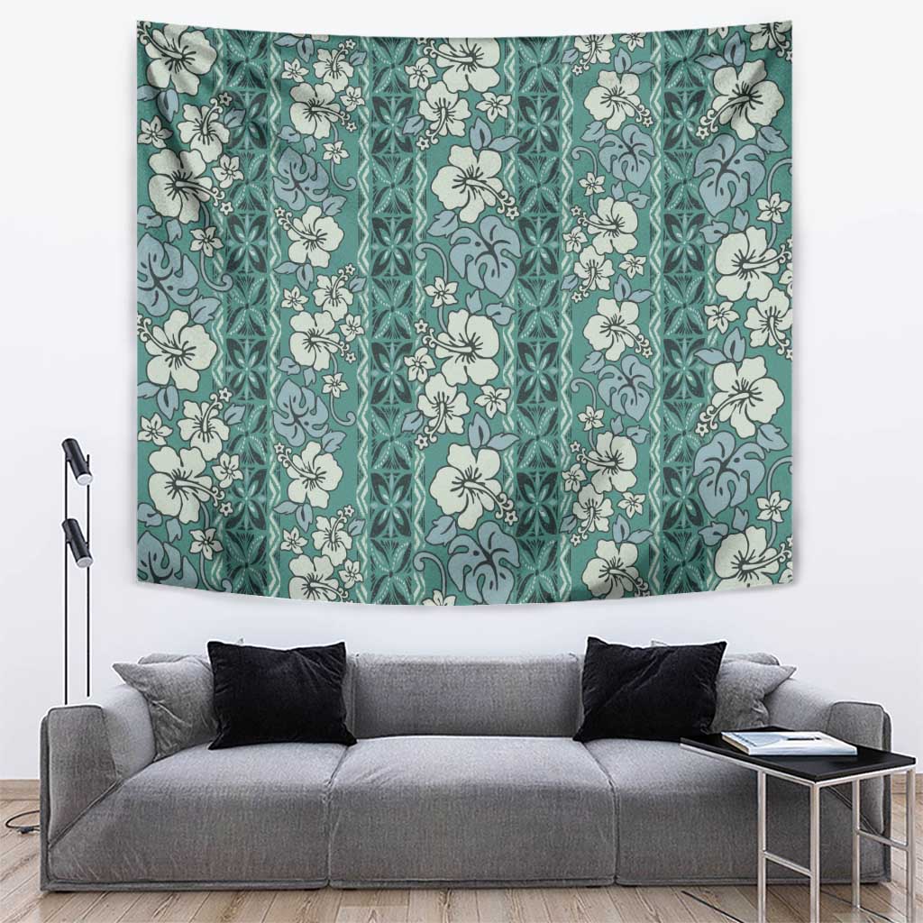 Hawaii Vintage Green Hibiscus Tapa Pattern Tapestry LT05 Green - Polynesian Pride