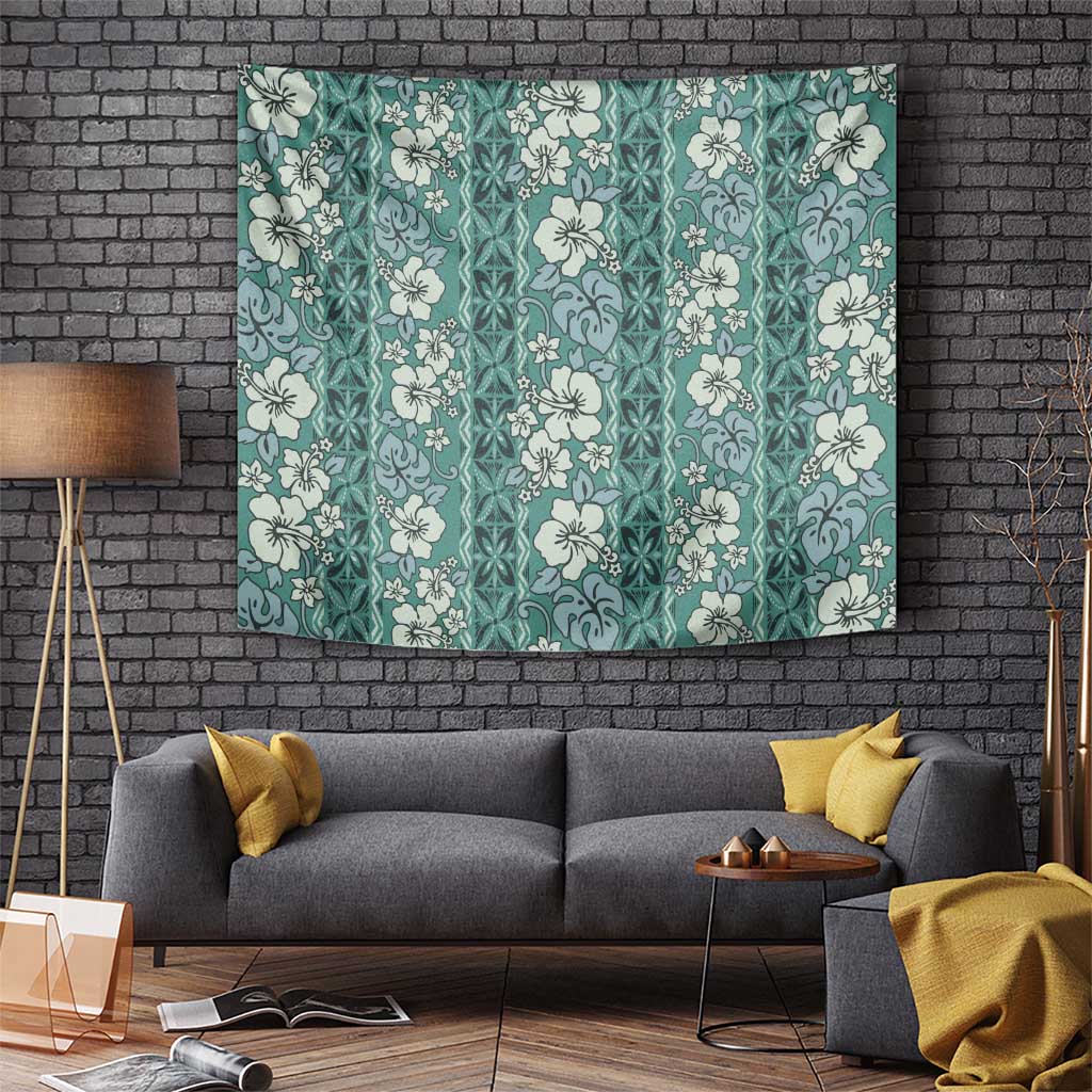 Hawaii Vintage Green Hibiscus Tapa Pattern Tapestry LT05 - Polynesian Pride
