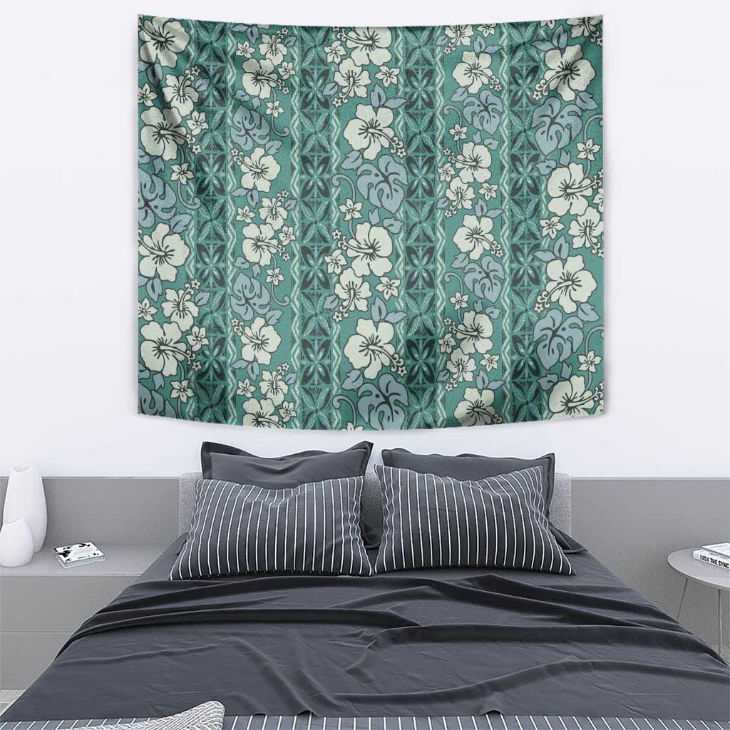 Hawaii Vintage Green Hibiscus Tapa Pattern Tapestry LT05 - Polynesian Pride