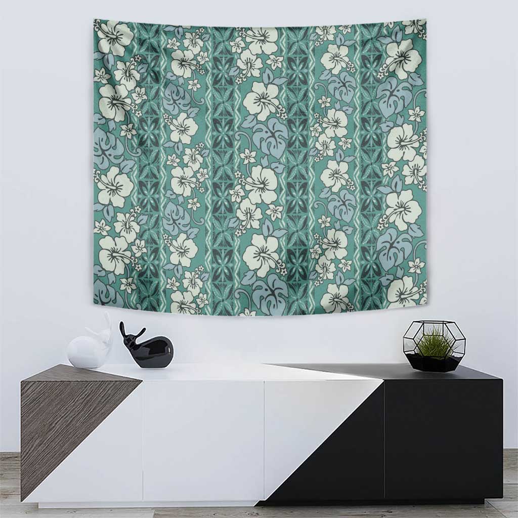 Hawaii Vintage Green Hibiscus Tapa Pattern Tapestry LT05 - Polynesian Pride