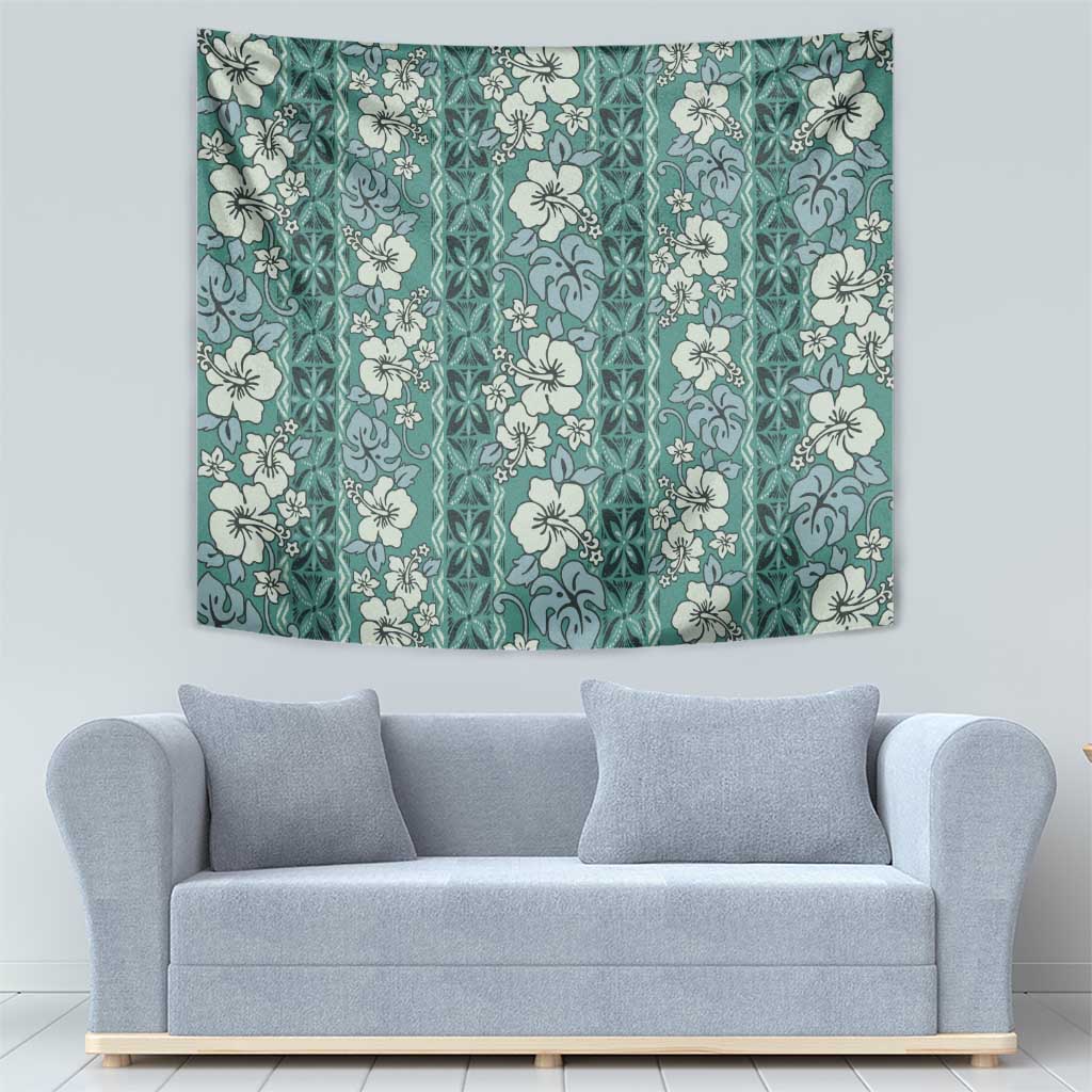 Hawaii Vintage Green Hibiscus Tapa Pattern Tapestry LT05 - Polynesian Pride