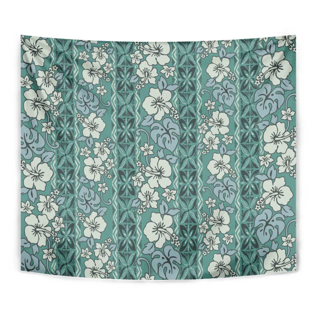 Hawaii Vintage Green Hibiscus Tapa Pattern Tapestry LT05 - Polynesian Pride