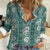 Hawaii Vintage Green Hibiscus Tapa Pattern Women Casual Shirt
