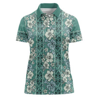 Hawaii Vintage Green Hibiscus Tapa Pattern Women Polo Shirt LT05 Female Green - Polynesian Pride