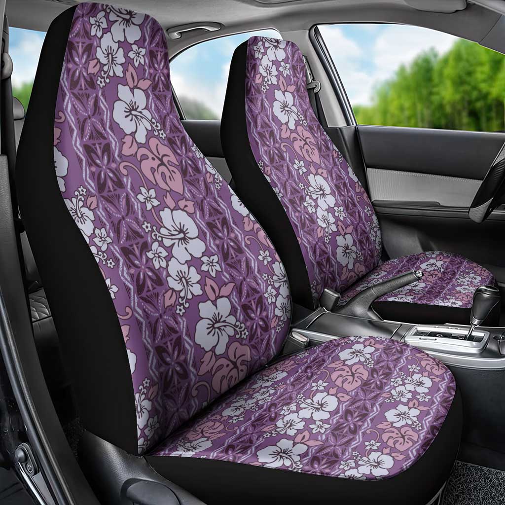 Hawaii Vintage Violet Hibiscus Tapa Pattern Car Seat Cover