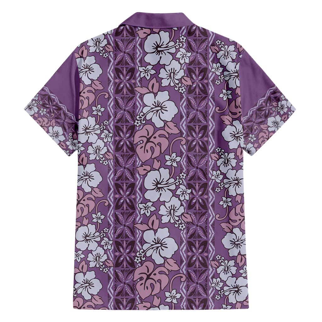 Hawaii Vintage Violet Hibiscus Tapa Pattern Hawaiian Shirt