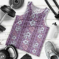 Hawaii Vintage Violet Hibiscus Tapa Pattern Men Tank Top