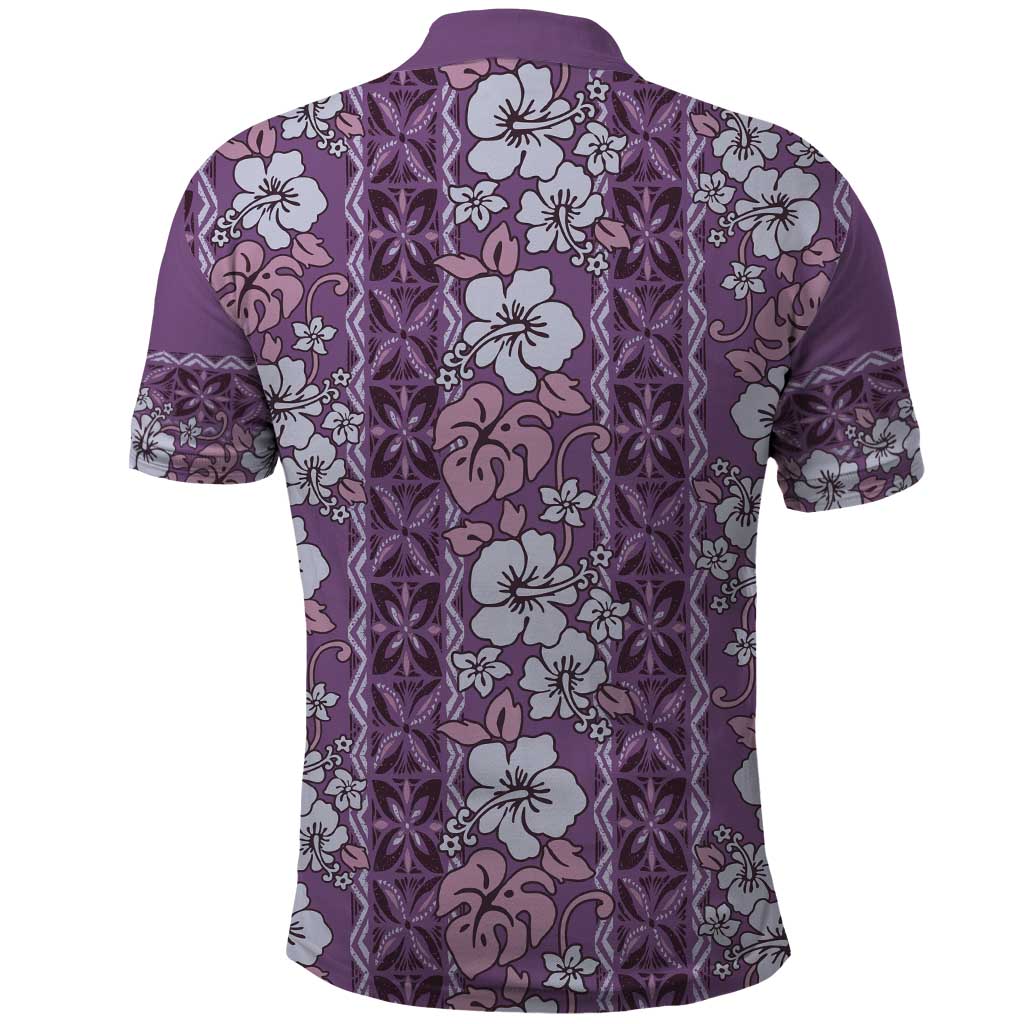 Hawaii Vintage Violet Hibiscus Tapa Pattern Polo Shirt LT05 - Polynesian Pride