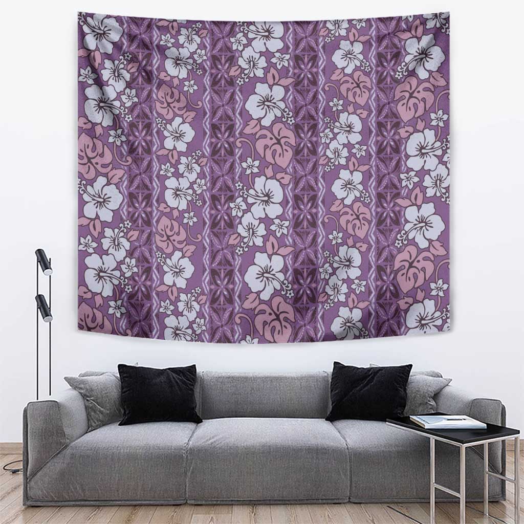 Hawaii Vintage Violet Hibiscus Tapa Pattern Tapestry LT05 Violet - Polynesian Pride