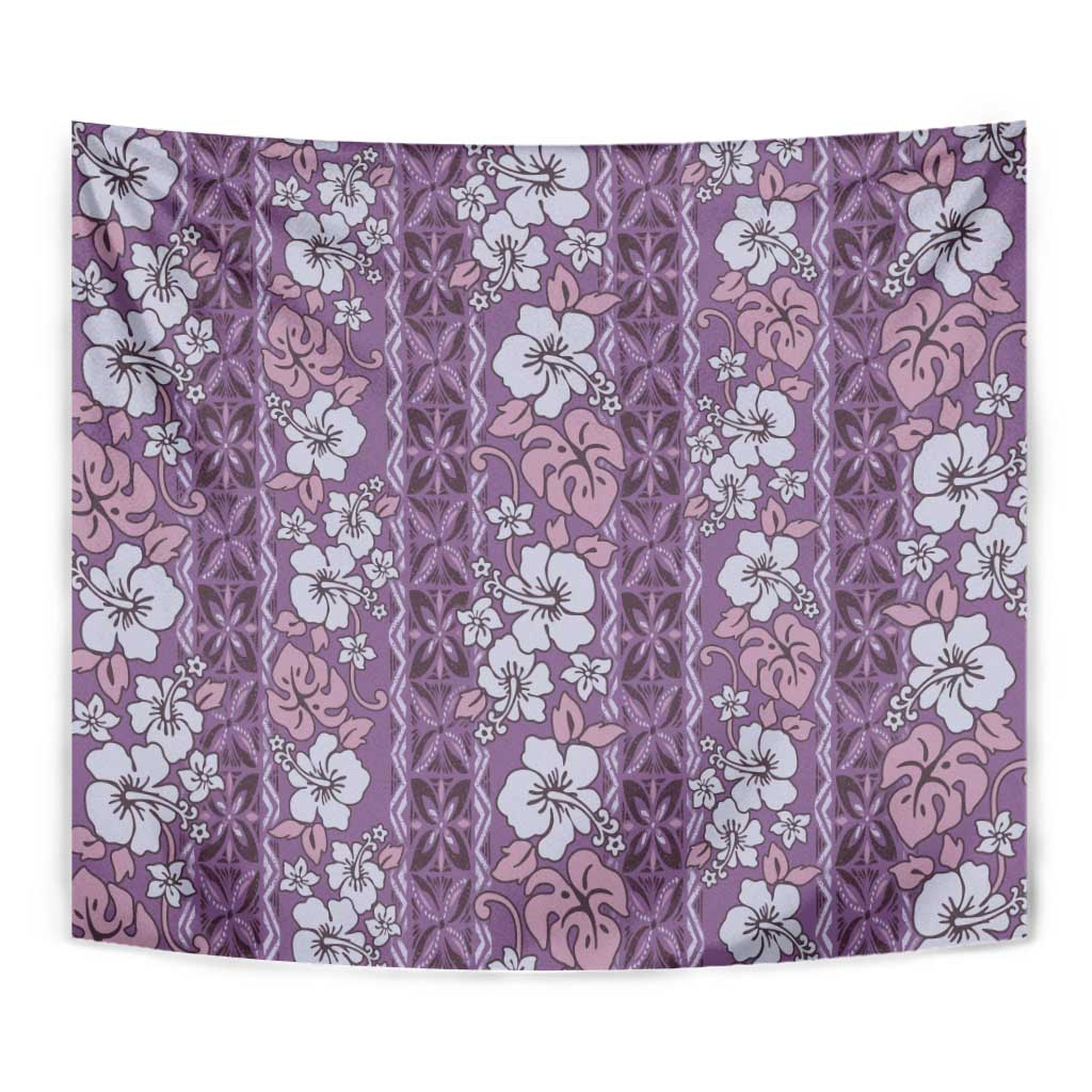 Hawaii Vintage Violet Hibiscus Tapa Pattern Tapestry LT05 - Polynesian Pride