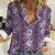 Hawaii Vintage Violet Hibiscus Tapa Pattern Women Casual Shirt