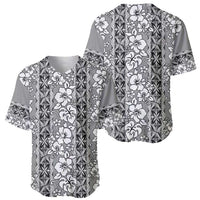 Hawaii Vintage Gray Hibiscus Tapa Pattern Baseball Jersey LT05 - Polynesian Pride