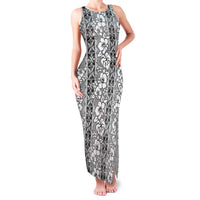 Hawaii Vintage Gray Hibiscus Tapa Pattern Family Matching Tank Maxi Dress and Hawaiian Shirt