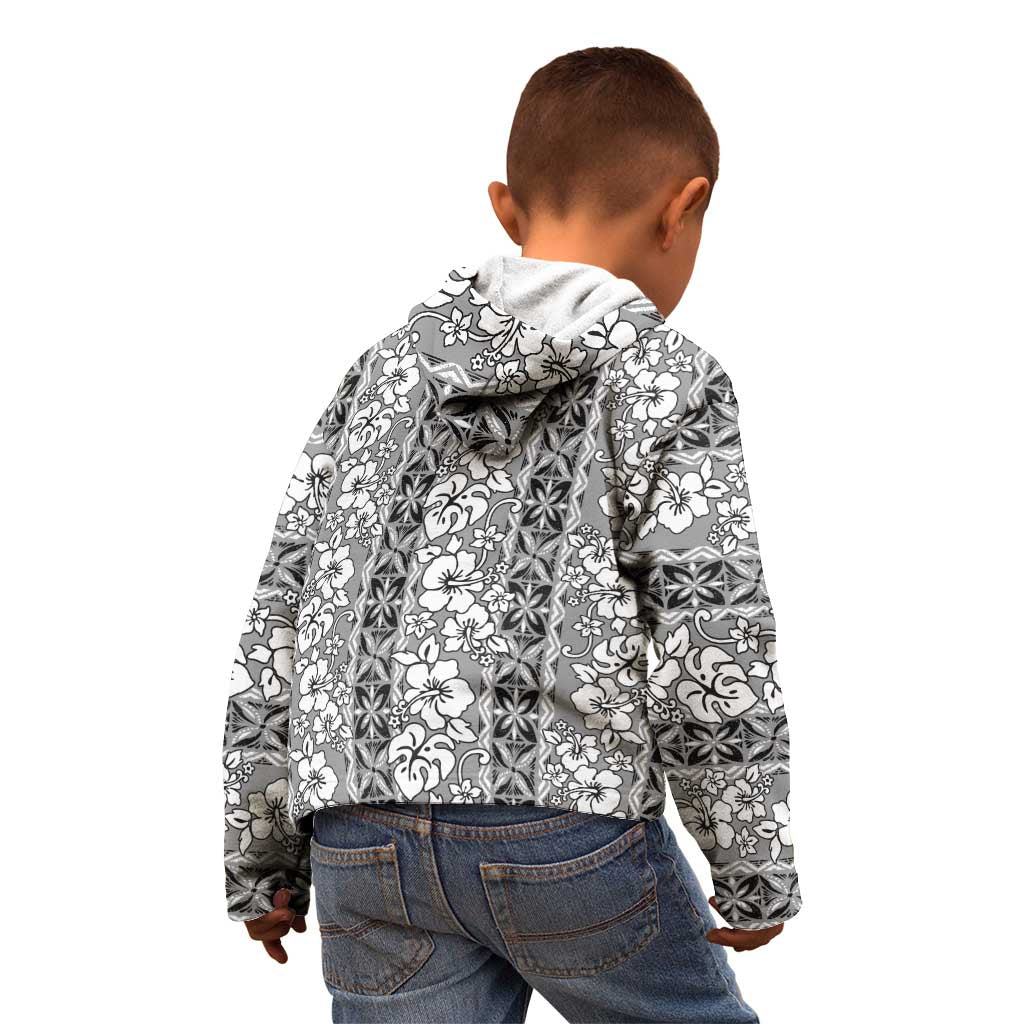 Hawaii Vintage Gray Hibiscus Tapa Pattern Kid Hoodie LT05 - Polynesian Pride