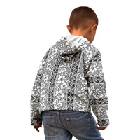 Hawaii Vintage Gray Hibiscus Tapa Pattern Kid Hoodie LT05 - Polynesian Pride