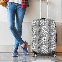 Hawaii Vintage Gray Hibiscus Tapa Pattern Luggage Cover LT05 - Polynesian Pride