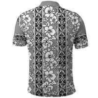 Hawaii Vintage Gray Hibiscus Tapa Pattern Polo Shirt LT05 - Polynesian Pride