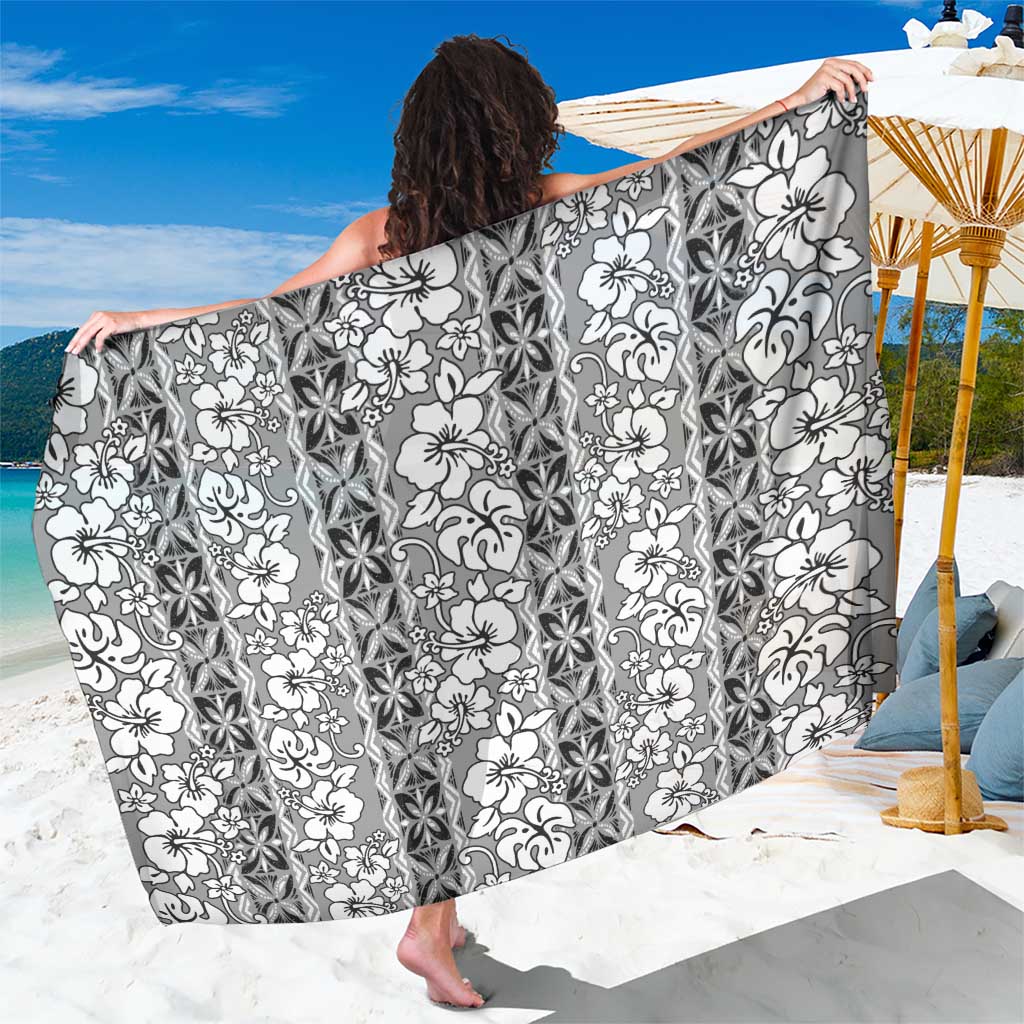Hawaii Vintage Gray Hibiscus Tapa Pattern Sarong