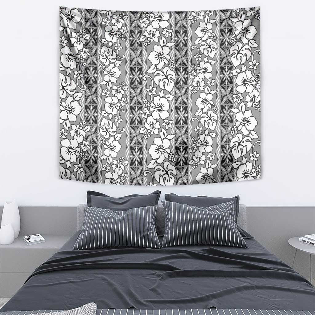 Hawaii Vintage Gray Hibiscus Tapa Pattern Tapestry LT05 - Polynesian Pride