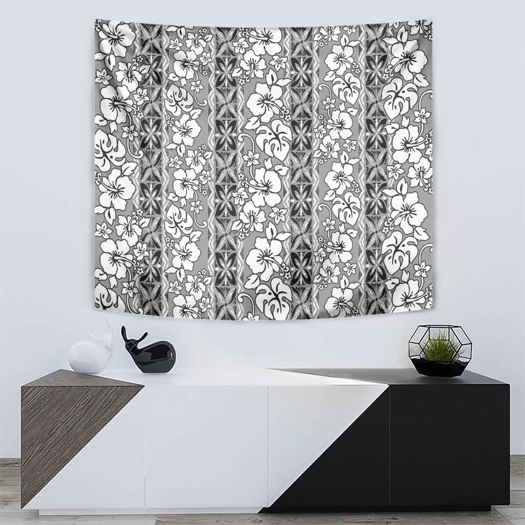 Hawaii Vintage Gray Hibiscus Tapa Pattern Tapestry LT05 - Polynesian Pride