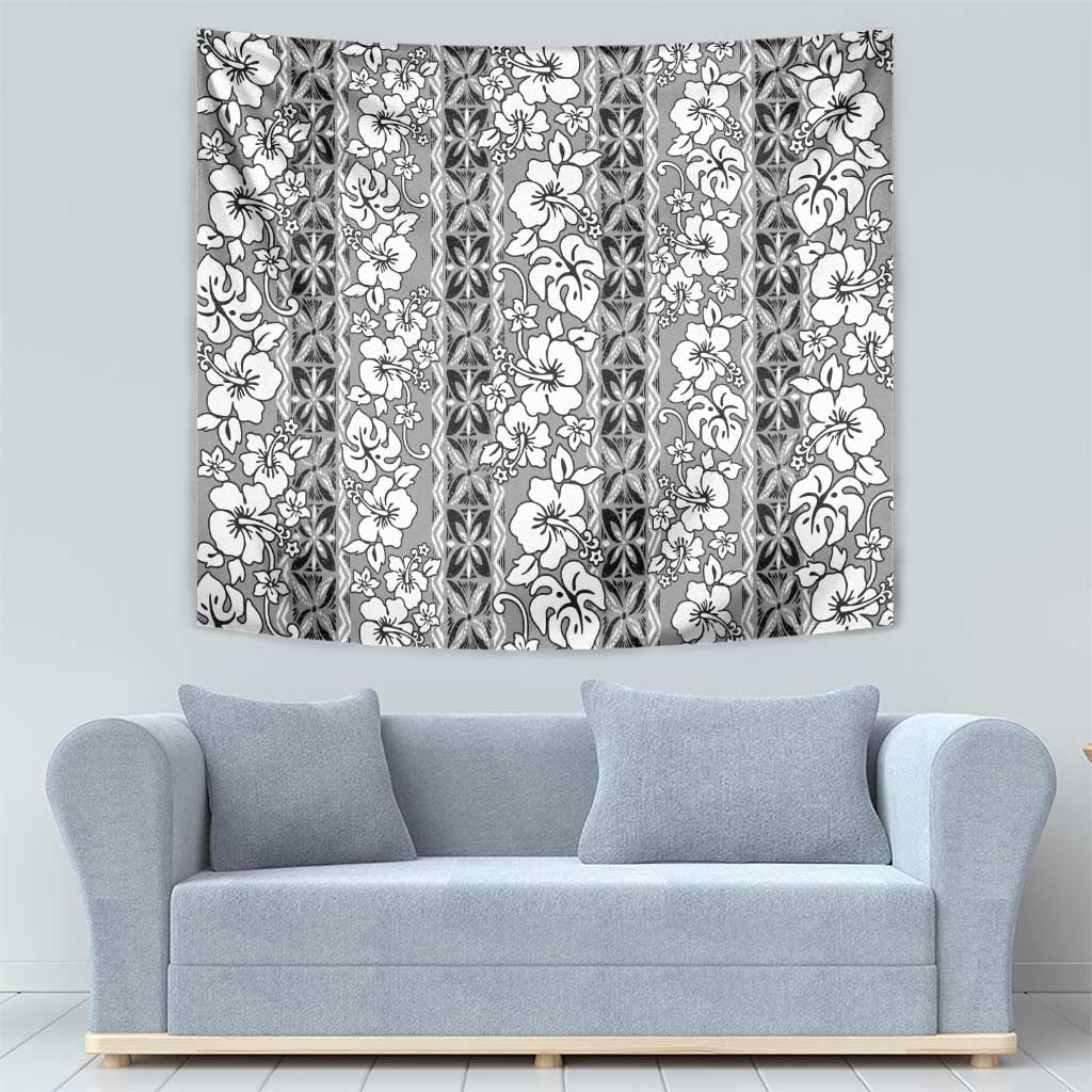 Hawaii Vintage Gray Hibiscus Tapa Pattern Tapestry LT05 - Polynesian Pride