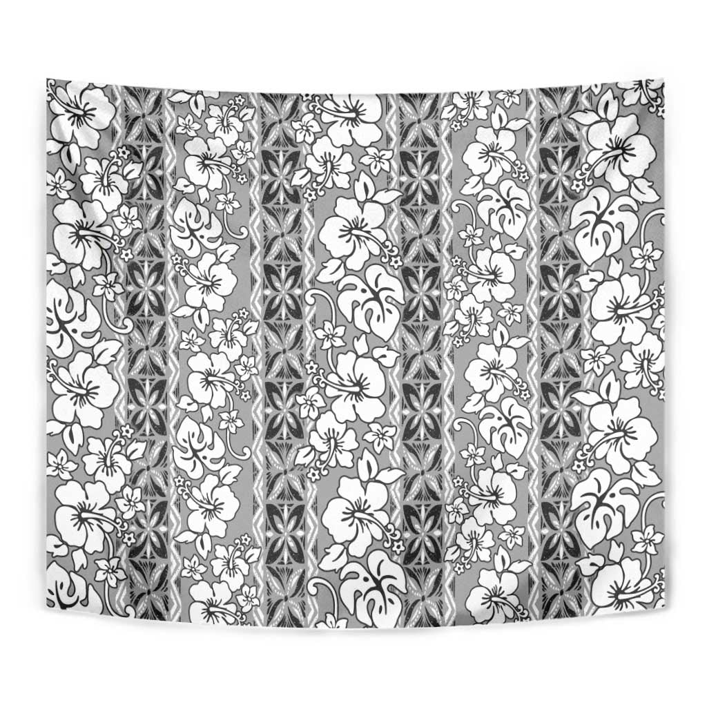 Hawaii Vintage Gray Hibiscus Tapa Pattern Tapestry LT05 - Polynesian Pride