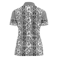 Hawaii Vintage Gray Hibiscus Tapa Pattern Women Polo Shirt LT05 - Polynesian Pride