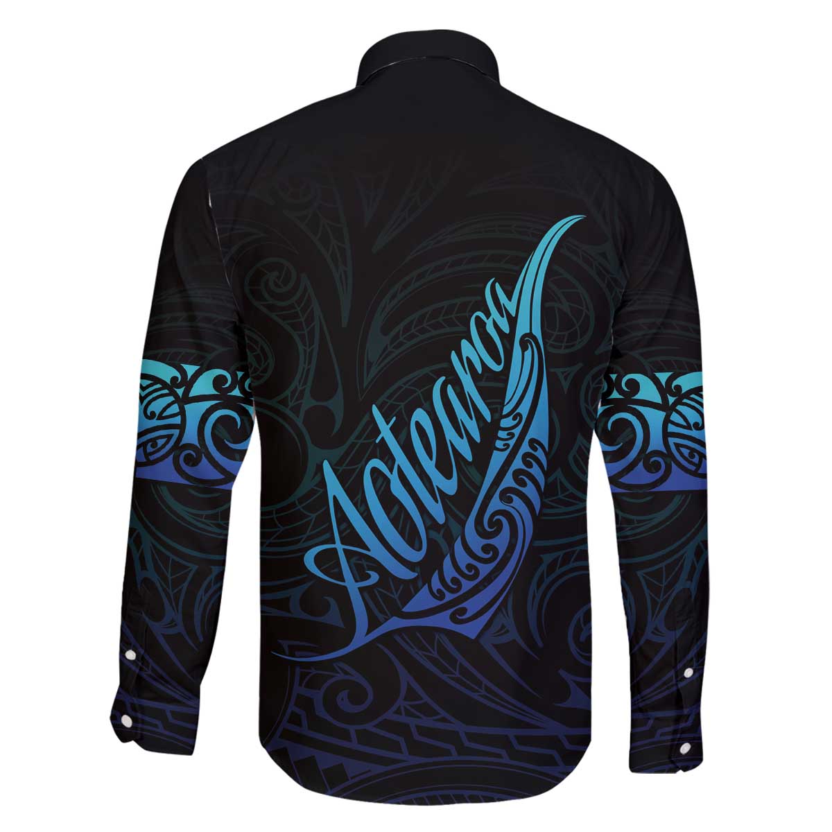 Aotearoa New Zealand Family Matching Off Shoulder Short Dress and Hawaiian Shirt Koru Fern Blue Gradient