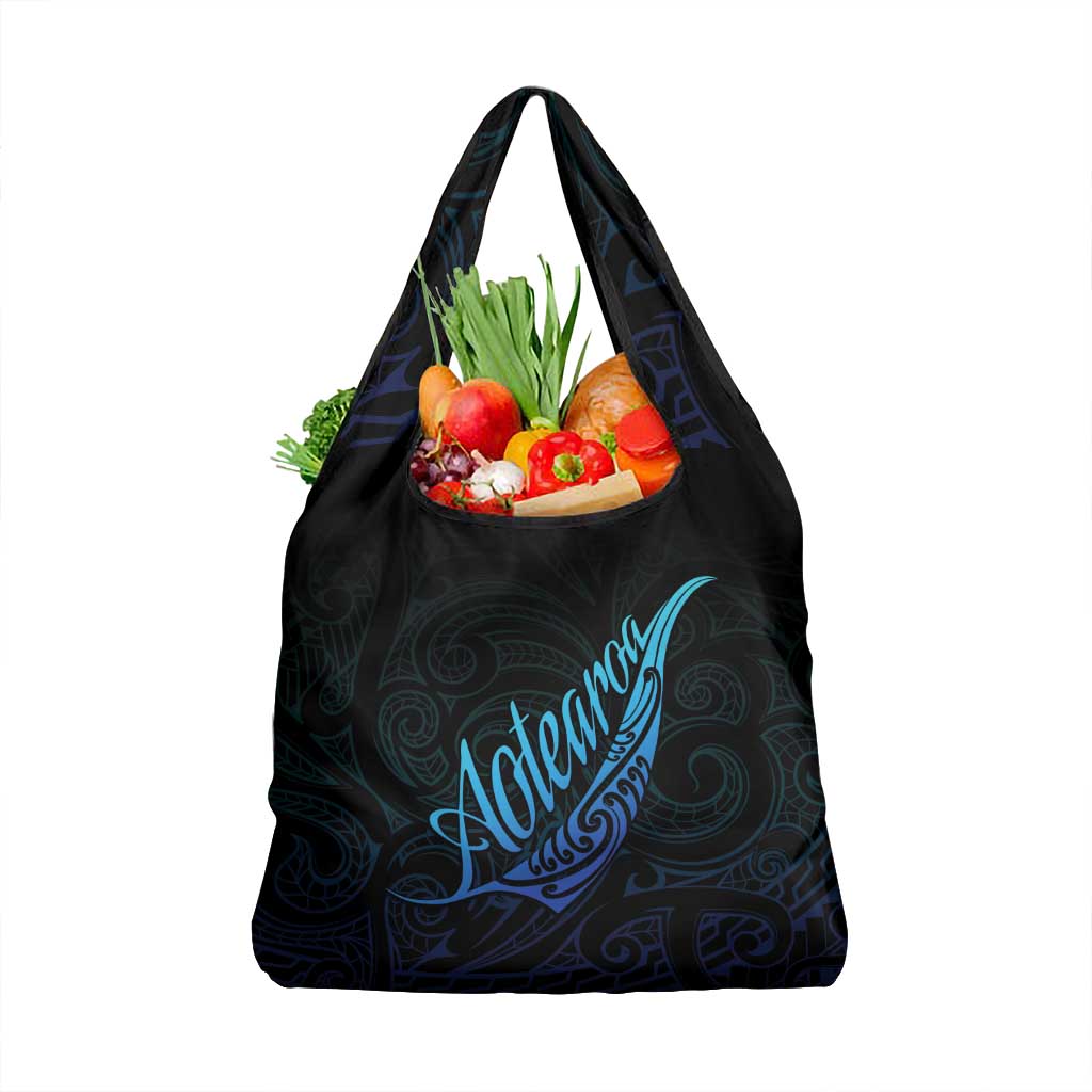 Aotearoa New Zealand Grocery Bag Koru Fern Blue Gradient