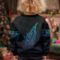 Aotearoa New Zealand Kid Ugly Christmas Sweater Koru Fern Blue Gradient