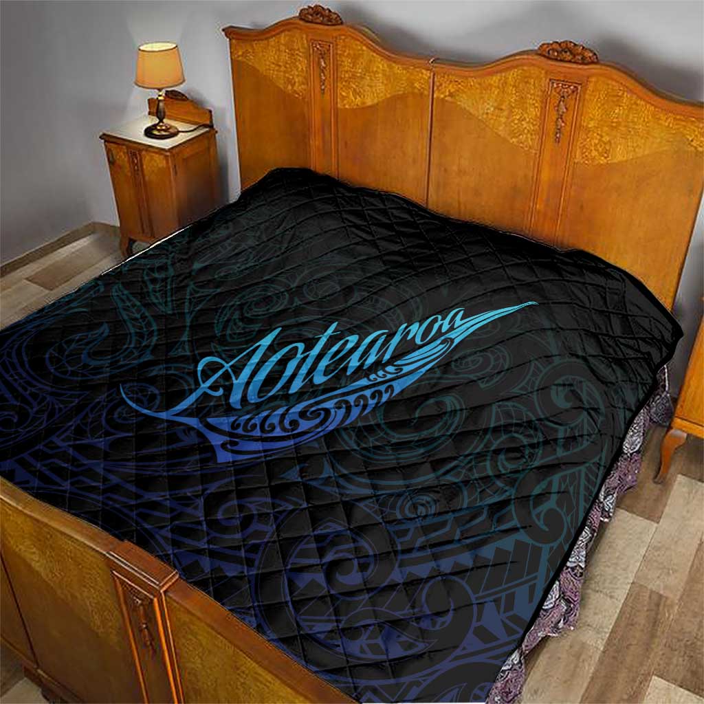 Aotearoa New Zealand Quilt Koru Fern Blue Gradient LT05 - Polynesian Pride
